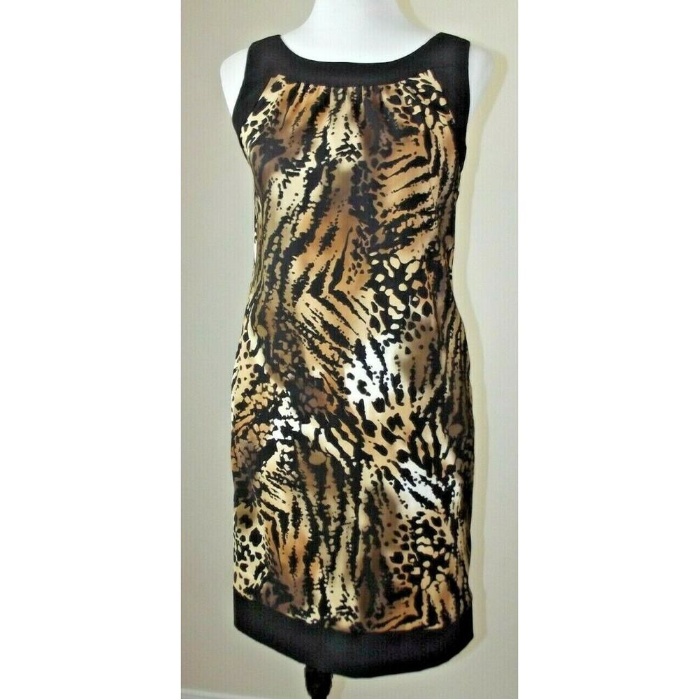 AB STUDIO Cheetah Leopard Print SLEEVELESS SHEATH DRESS - Size 4 - Black